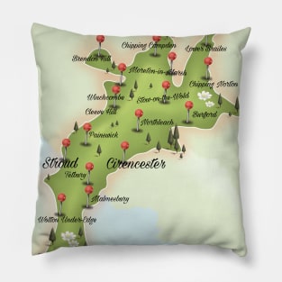 Map Of the Cotswolds England Pillow