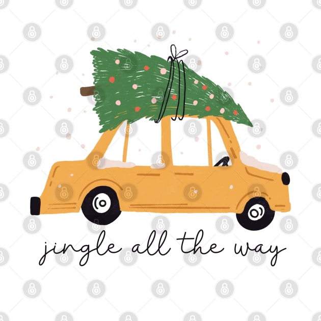 Hand Drawn Christmas Tree Car Funny by Culnaneandreas.Fashion