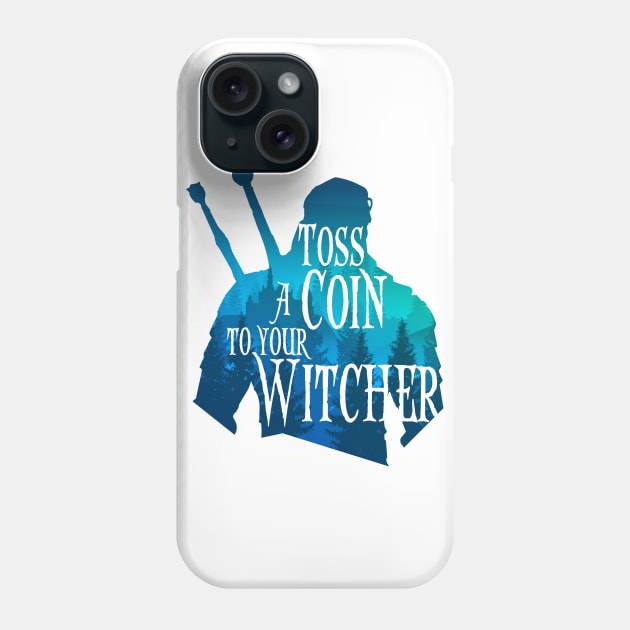 Witcher silhouette: Toss a Coin - Witcher - Phone Case