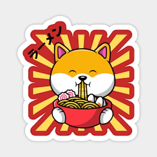 Doggy eating Ramen Magnet