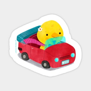 Miss Duck driving her car Magnet