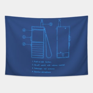 Blueprints Walkie Talkie Secret Technology Schematic Communication Tapestry