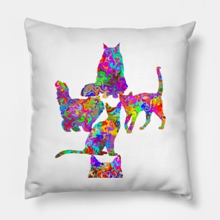 Collection of Colorful Cats Pillow