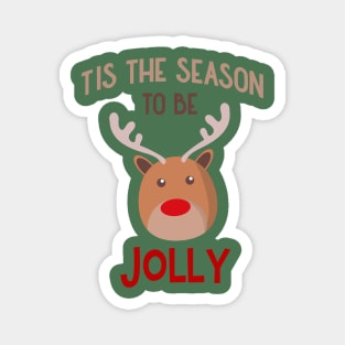 Tis The Season To Be Jolly Cute Christmas Reindeer Magnet