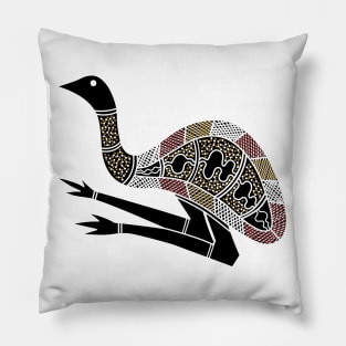 Aboriginal Art - Emu Black Pillow