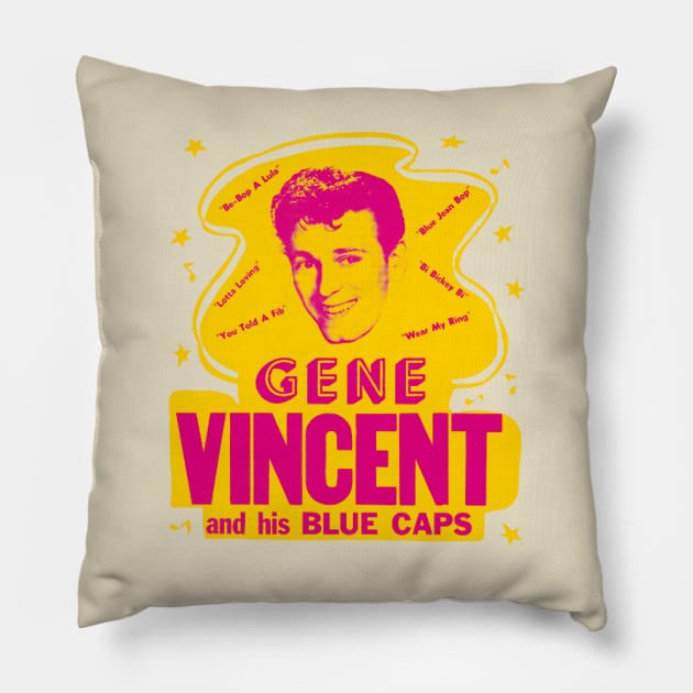 Gene Vincent Pillow by HAPPY TRIP PRESS
