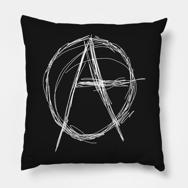 Dark and Gritty Anarchy Symbol (white) Pillow by MacSquiddles
