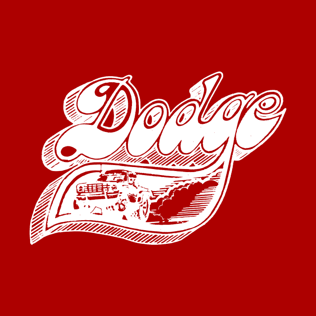 Vintage Dodge Pick-Up Art (White on Red) by jepegdesign