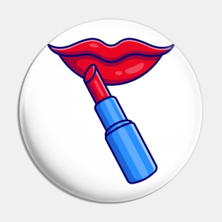 Lip And Lipstick Cartoon Pin