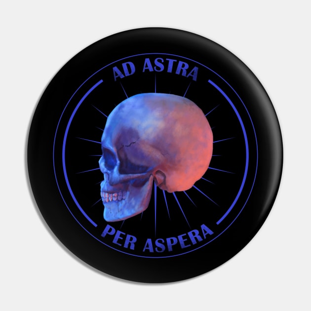 Ad Astra Per Aspera - Blue Skull Pin by ianoz