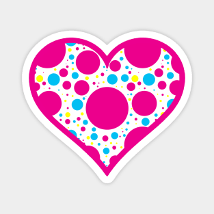 Pink and White Scattered Polka Dot Heart Magnet