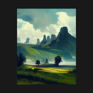 Beautiful Green Landscape artwork, wall art, painting, digital art, wallpaper T-Shirt