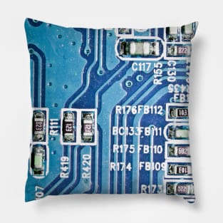 Blue Technology Circuit Board Pillow