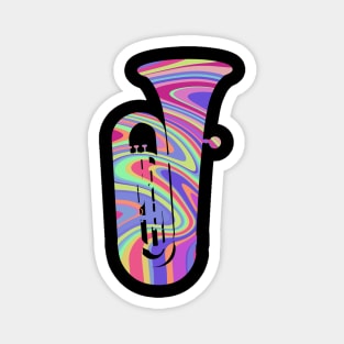 Tuba Silhouette: Colorful Swirl Magnet