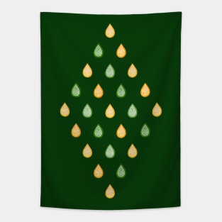 Yellow and green raindrops Tapestry