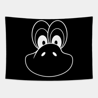 White Minimalist Funny Emoji Cartoon Face Tapestry