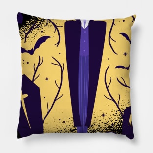 The creepy count comes out of the grave for Halloween Pillow