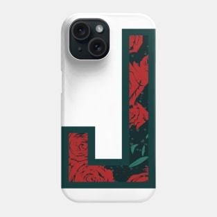 Modern Rose Floral Initial Name Alphabet - Letter J Phone Case