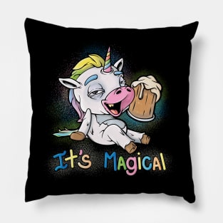 Unicorn Drinking Beer Pillow