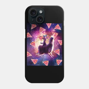 Thug Space Cat On Llama Unicorn - Pizza Phone Case