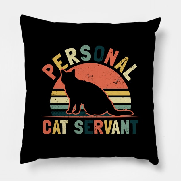 Cat Servant Shirt | Vintage Retro Sunset Gift Pillow by Gawkclothing