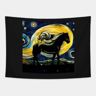 Van Gogh Style Horse in a Starry Night - Striking and Beautiful Tapestry