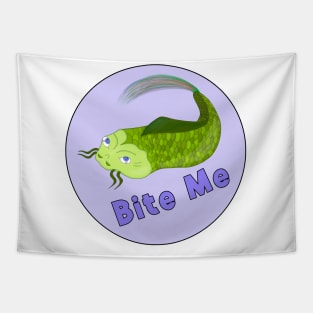 Bite Me Funny Fishing Tapestry