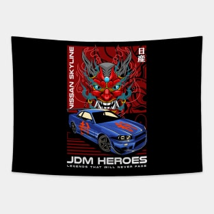 Skyline X Oni Mask Tapestry