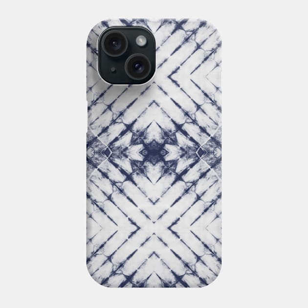 Dark Blue Summer Tie Dye Batik Wax Tie Die Print Phone Case by podartist