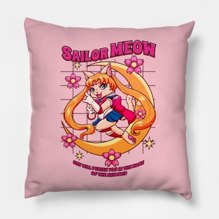 Magical meow kitty moon warrior Pillow