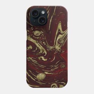 Gold Faux Glitter & Maroon Red Marble Abstract Art Phone Case
