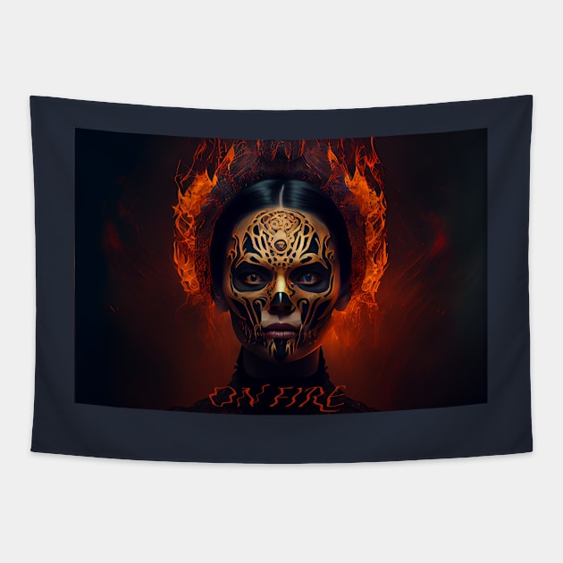 Catrina La Calavera - On Fire Tapestry by baseCompass