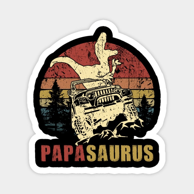 Vintage Jeep T-Shirt PapaSaurus Jeep Dad Gift Magnet by Lones Eiless