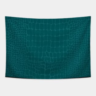 Blue Teal Crocodile Faux Leather Animal Print Tapestry