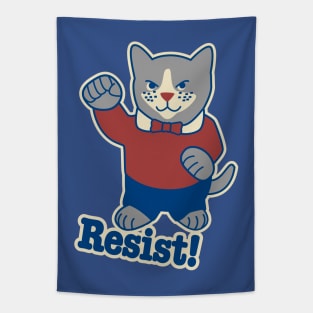 Resist! Cat with raised fist Tapestry
