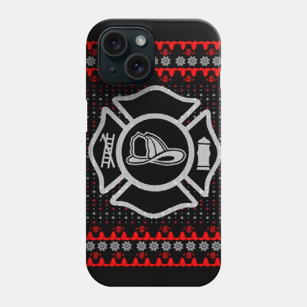 Fireman Ugly Christmas Sweater Gift Firefighter Phone Case by uglygiftideas