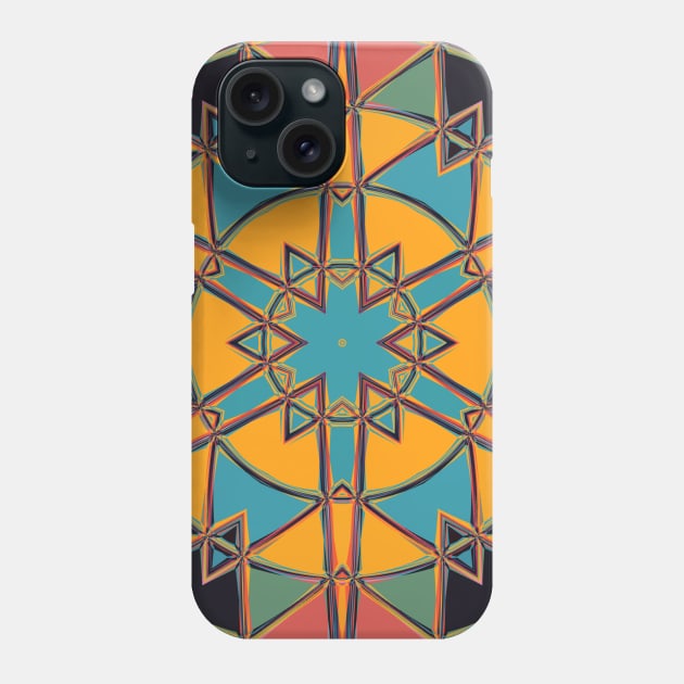 Cartoon Mandala Yellow Blue and Orange Phone Case by WormholeOrbital