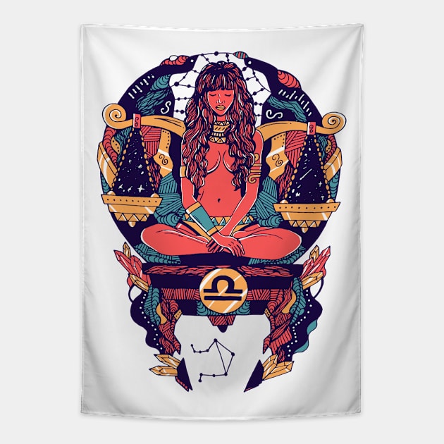 Retro Triad Libra Beauty Tapestry by kenallouis