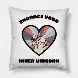 Embrace your inner unicorn - a cute kawaii caticorn Pillow