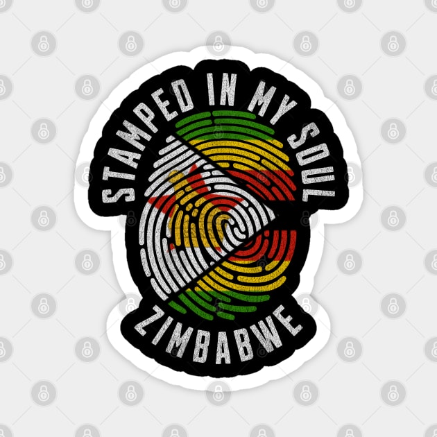 Stamped In My Soul Zimbabwe Flag Fingerprint Zimbabwe Roots Magnet by Yesteeyear