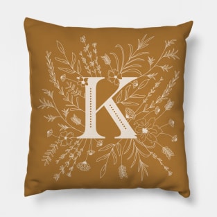 Botanical Letter K (Yellow Mustard) Pillow