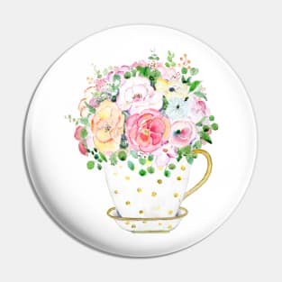 Flowers in a cup watercolor Pin