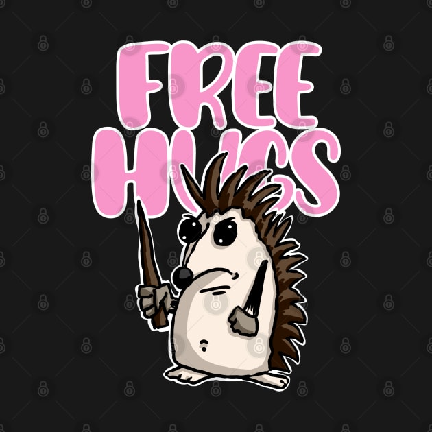 Cute Hedgehog Free Hugs Funny by Kev Brett Designs