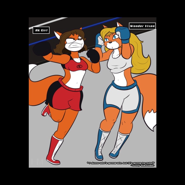 Foxy Boxing- AK Girl v Wondervixen (Art by HM Studios) by Reynard City