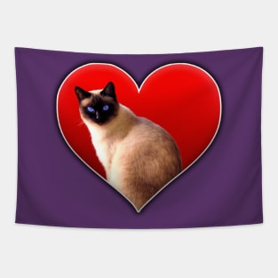 Cat With A Heart Tapestry