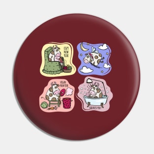 four cows cartoon Pin