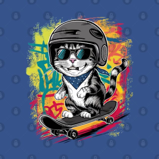 A unique and fun design featuring a stylish cat wearing a helmet and skateboarding. (3) by YolandaRoberts