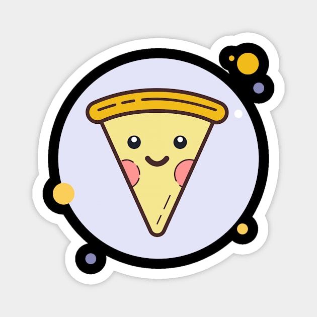 Kawaii Pizza Cartoon Cute Baby Face Magnet by InkyArt