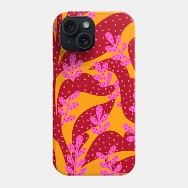 Purple pink and yellow orange leaves Phone Case by oshupatterns