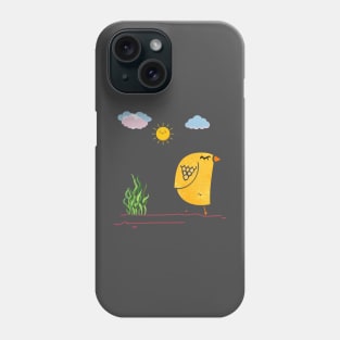 yellow bird and sun cute art Phone Case